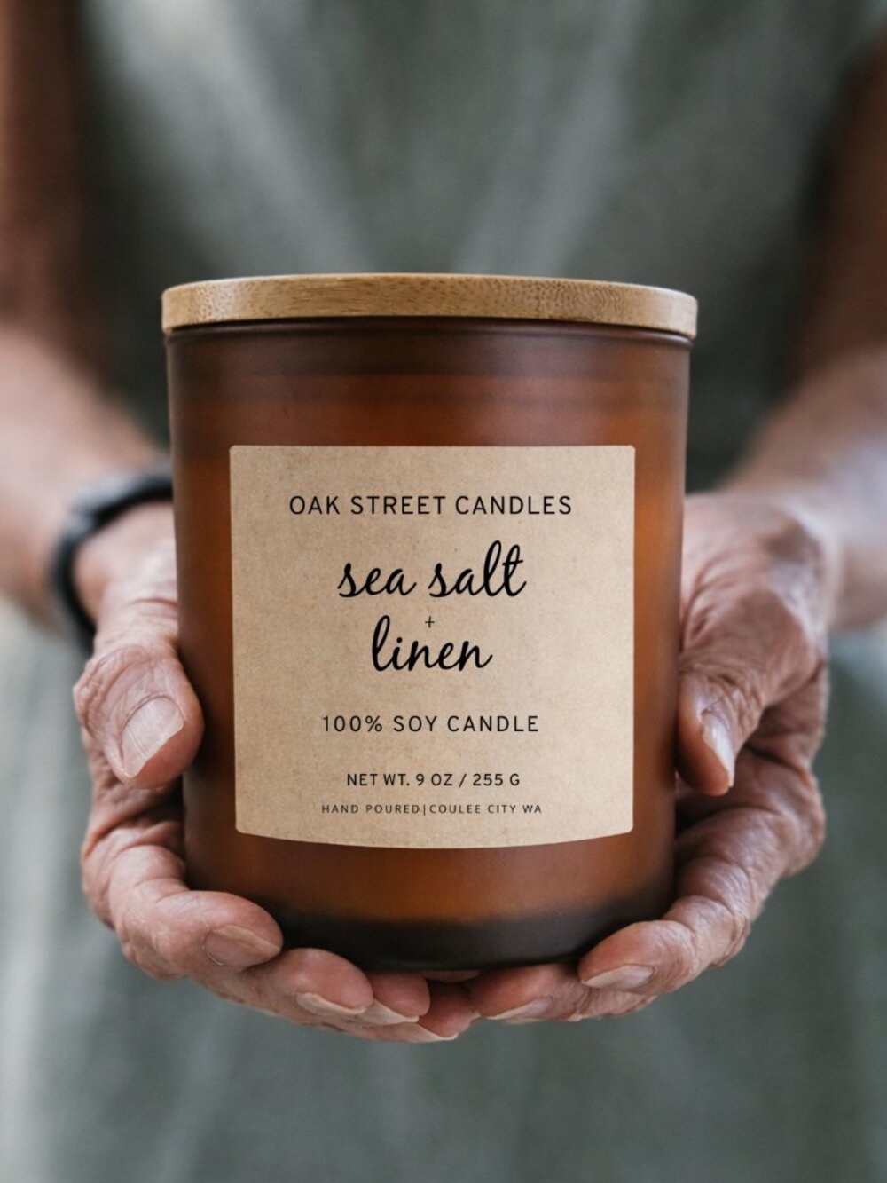 Oak Street Candles Sea Salt + Linen Soy Candle 9 Oz